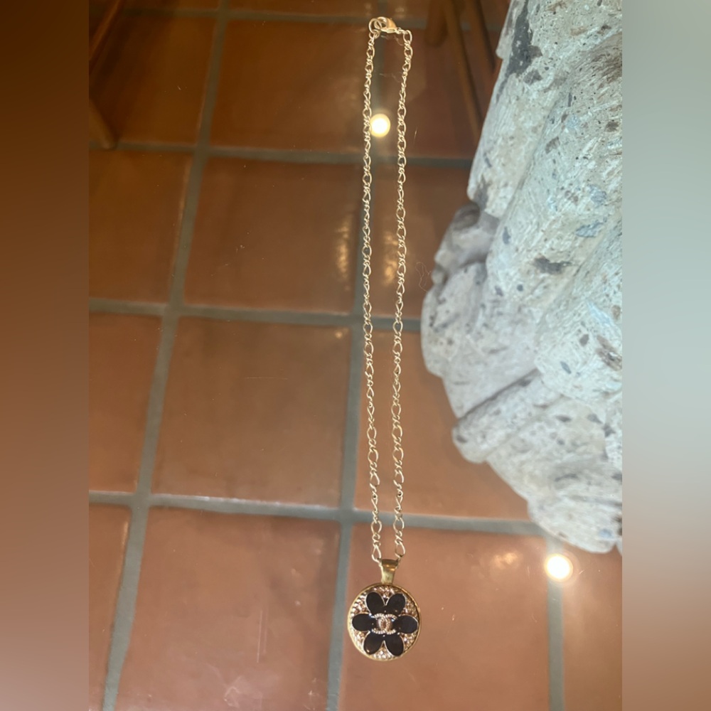 Gold and Navy CC Chanel Necklace